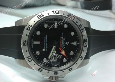 Rolex Explorer II GMT SS Black Rubber Watch